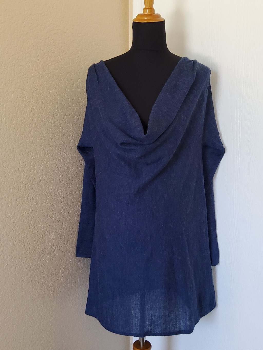 Eileen Fisher Blue 100% Baby Alpaca Cowl Neck Tunic Sweater - Size M